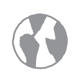 A gray and white illustration of the planet Earth