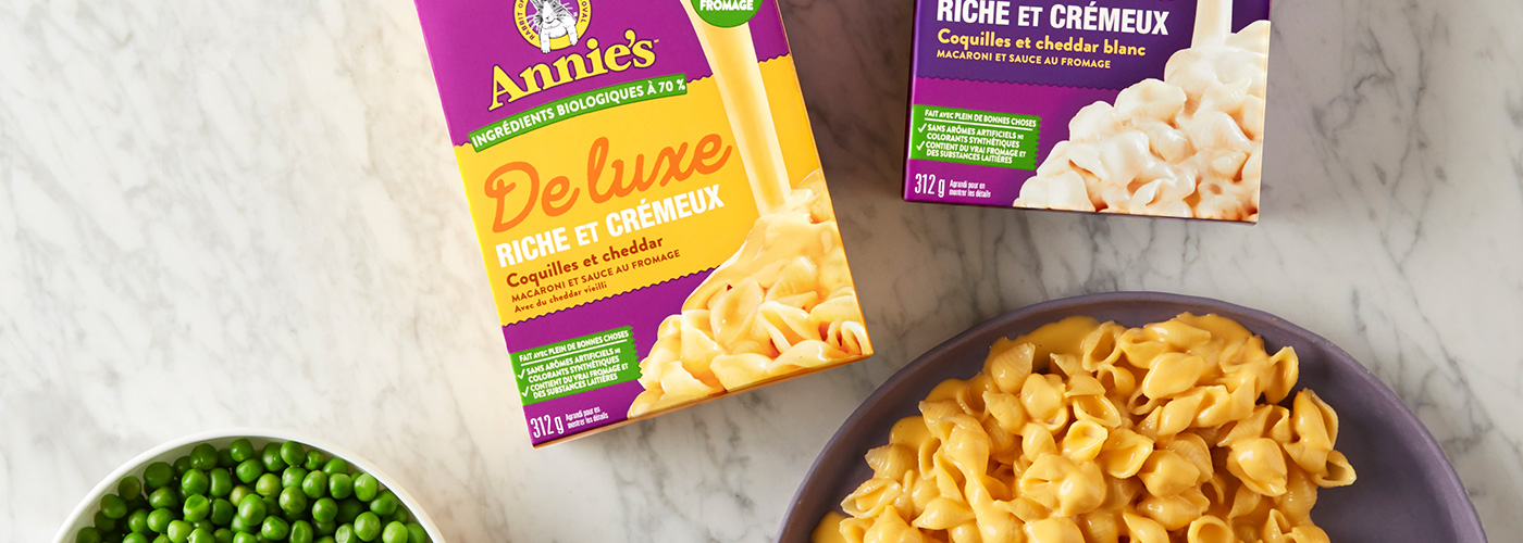 Annie's Deluxe Mac n Cheese product image with bowl of mac n cheese